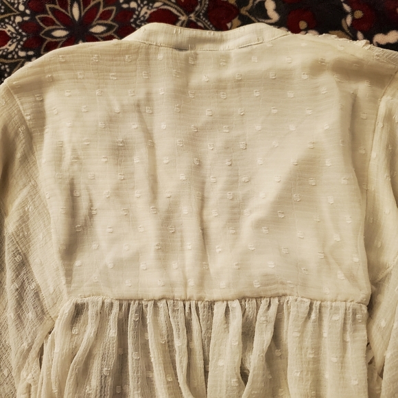 Zara Swiss Dot Sheer Peasant Blouse - Picture 9 of 15